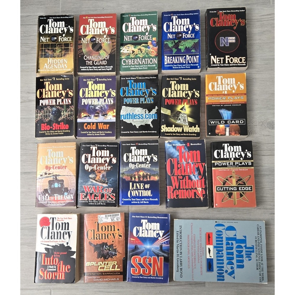 Tom Clancy Net Force Power Play Op-Center Lot of 19 paperback books as shown
